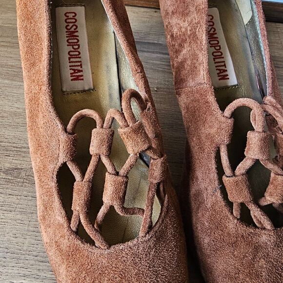 VINTAGE NEW OLD STOCK COSMOPOLITAN BROWN GENUINE LEATHER HEELS SHOES SIZE 8.5 - Picture 6 of 16